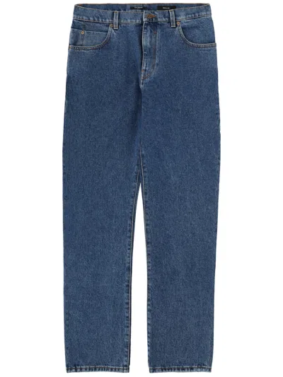 Balmain Straight-leg Cotton Denim Jeans In Blue