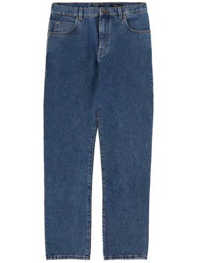 Balmain Straight-leg Cotton Denim Jeans In Blue