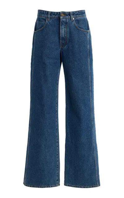 Balmain Straight Denim Pants In Blue