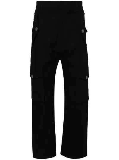 Balmain Straight-leg Canvas Cargo Trousers In Black