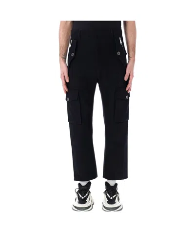 Balmain Straight-leg Canvas Cargo Trousers In Black