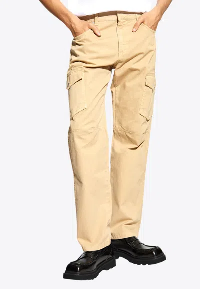 Balmain Straight Leg Cargo Pants In Beige