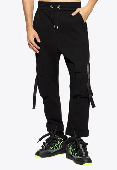Balmain Straight-leg Cargo Track Pants In Black