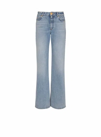 Balmain Straight-leg Faded Denim Jeans In Blue