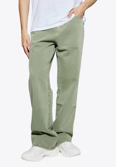 Balmain Straight-leg Faded Jeans In Green