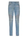 Balmain Slim-fit Biker Ribbed Jeans In Blue