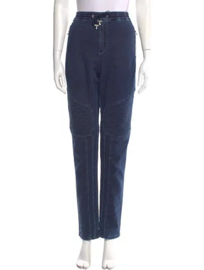 Pre-owned Balmain Straight Leg Pants In Blue