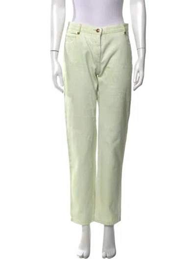 Pre-owned Balmain Straight Leg Pants In Green