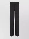 Balmain Straight Leg Pleated Pants With Pockets And Belt Loops In Black