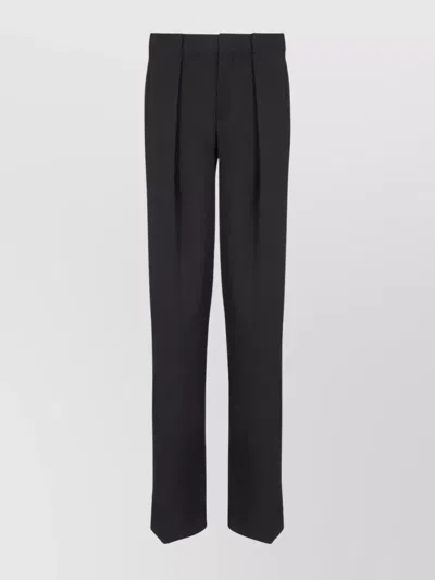BALMAIN STRAIGHT LEG PLEATED PANTS WITH POCKETS AND BELT LOOPS