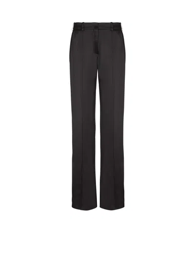 Balmain Straight-leg Tailored Satin Trousers In Black