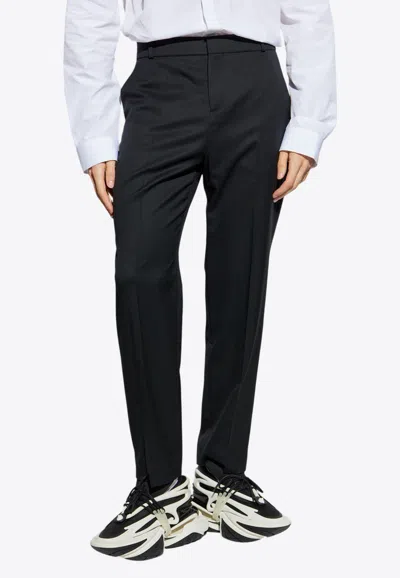 Balmain Straight-leg Tailored Wool Pants In Black