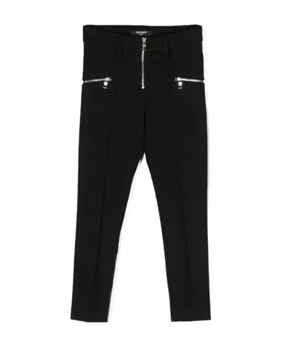 Balmain Kids' Straight-leg Trousers In Black