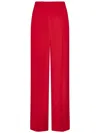 Balmain Straight Red Viscose Crepe Tailored Trousers In Red