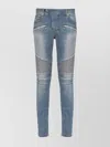 Balmain Straight Trousers With Distressed Finish And Ribbed Detailing