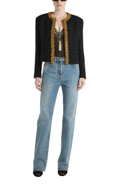 Balmain Straight-leg Faded Denim Jeans In Animal Print