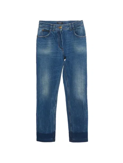 Pre-owned Balmain Straight-leg Jeans In Blue