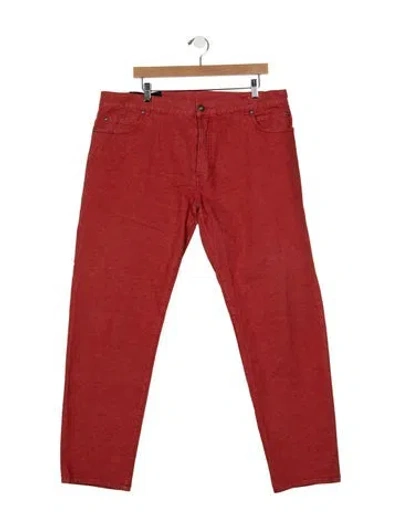 Pre-owned Balmain Straight-leg Jeans In Red