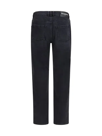 Balmain Straight-leg Washed Cotton Jeans In Black