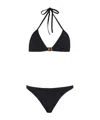 Balmain Logo-print Triangle Bikini Set In Black