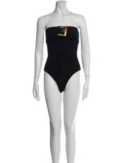 Pre-owned Balmain Strapless Bodysuit In Black
