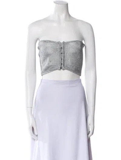 Pre-owned Balmain Strapless Crop Top In Black