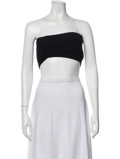 Pre-owned Balmain Strapless Crop Top In Black