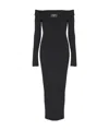 Balmain Double Collar Knit Zipped Midi Dress In Black
