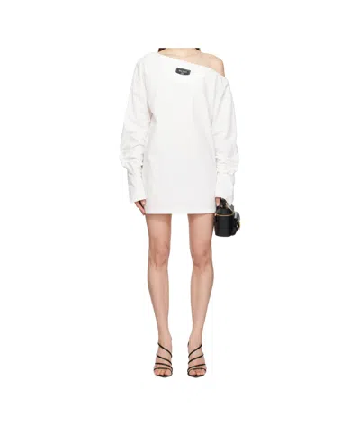 Balmain Strapless Dress In White