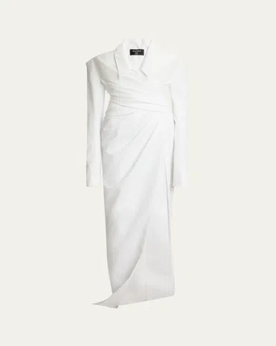 Balmain Strapless Illusion Shirt Gown In White