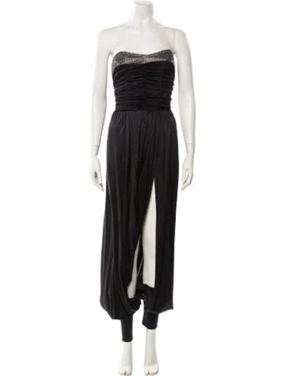 Pre-owned Balmain Strapless Jumpsuit In Black