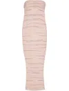 Balmain Strapless Sequin-embellished Open-knit Midi Dress In Neutrals