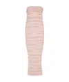 Balmain Strapless Sequin-embellished Open-knit Midi Dress In Nude