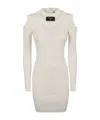 Balmain Ls Db Col Shoulder Cut Knit Dress In White