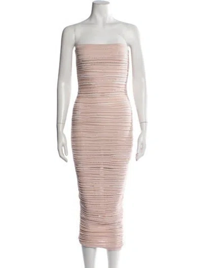 Pre-owned Balmain Strapless Midi Length Dress In Pink
