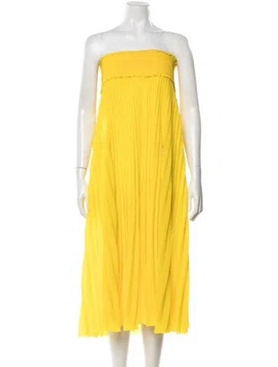 Pre-owned Balmain Strapless Midi Length Dress In Yellow
