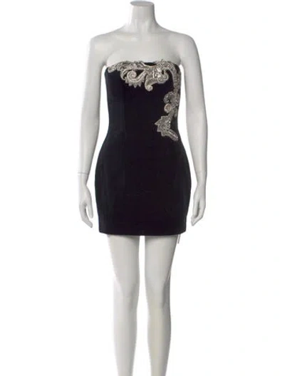 Pre-owned Balmain Strapless Mini Dress In Black