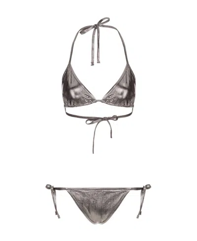 Balmain Strapped Bikini Suit In Gray