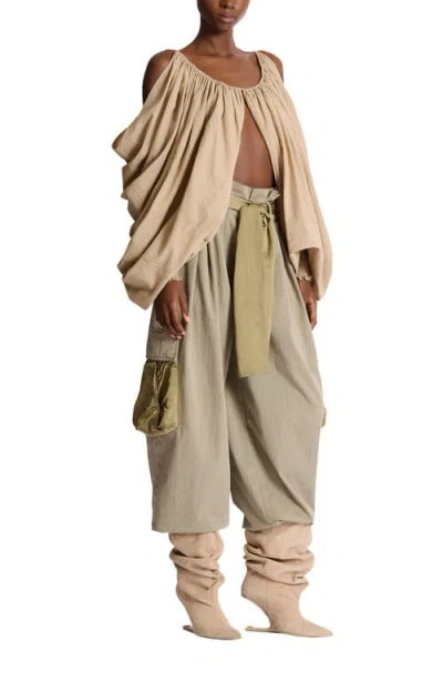 Balmain Strappy Cotton Blouse In Neutral