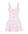 Balmain Strappy Houndstooth Tweed A-line Dress