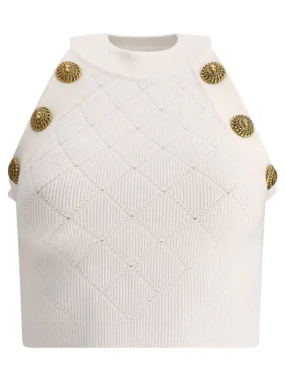 Balmain Strappy Relaxed Fit Tank Top In Neutral