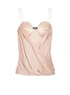 Balmain Draped Silk-satin Bustier Top In Pink