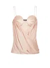 Balmain Draped Silk-satin Bustier Top In Neutral