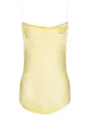 Balmain Silk Satin Top With Thin Straps In Yellow