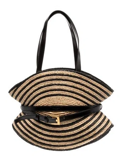 Pre-owned Balmain Straw Shoulder Bag In Neutrals