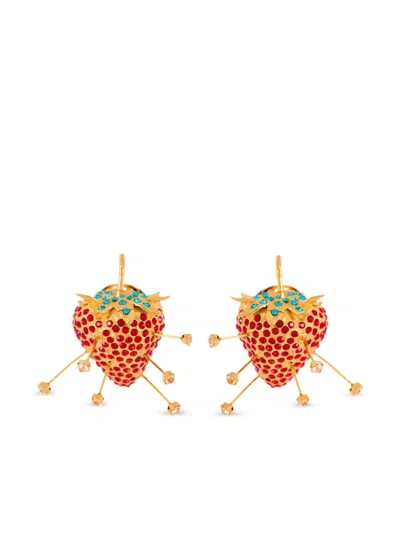 Balmain Strawberry Rhinestones Earrings In Multicolor