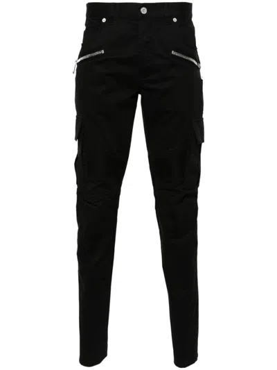 Balmain Stretch Cotton Cargo Pants In Black