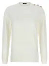 Balmain Monogram Button-embellished Sweater In Neutral