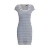 Balmain Tweed Mini Dress With Lurex Thread In Blue