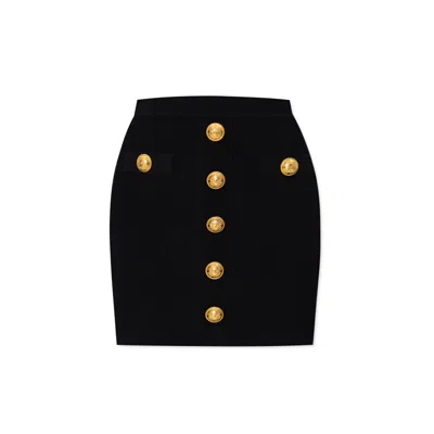 Balmain Knitted Mini Skirt In Black